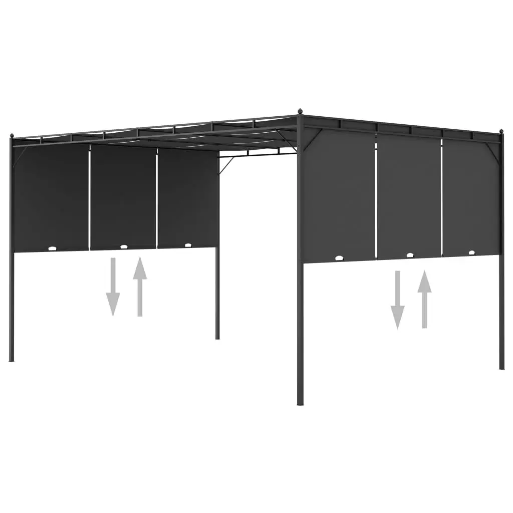 Garden Gazebo with Side Curtain 4x3x2.25 m Anthracite 47996