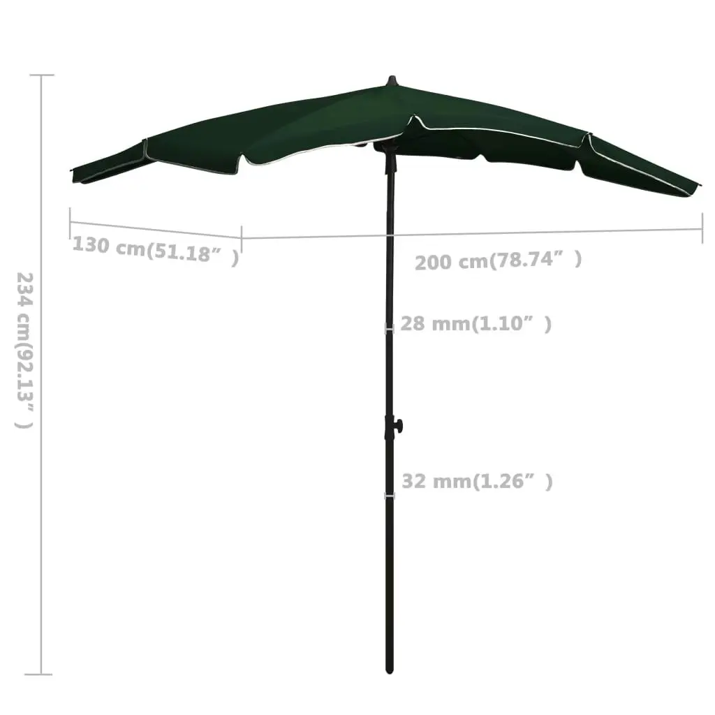 Garden Parasol with Pole 200x130 cm Green 315552