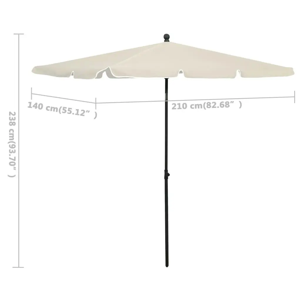 Garden Parasol with Pole 210x140 cm Sand 315543