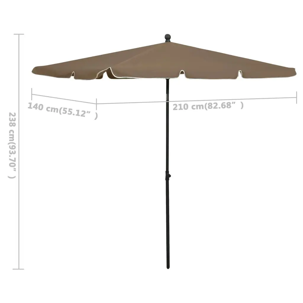 Garden Parasol with Pole 210x140 cm Taupe 315546