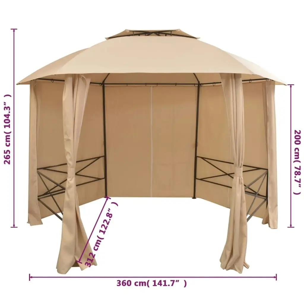 Garden Marquee Pavilion Tent with Curtains Hexagonal 360x265 cm 43166