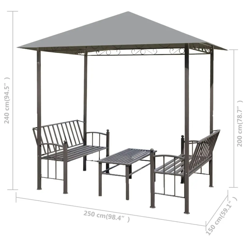 Garden Pavilion with Table and Benches 2.5x1.5x2.4 m Anthracite 44755