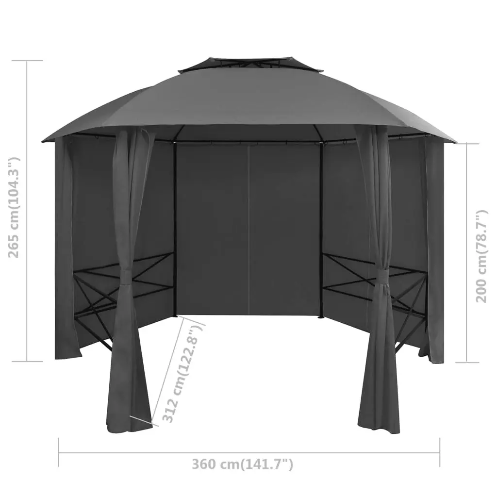 Garden Marquee Pavilion Tent with Curtains Hexagonal 360x265 cm 44766