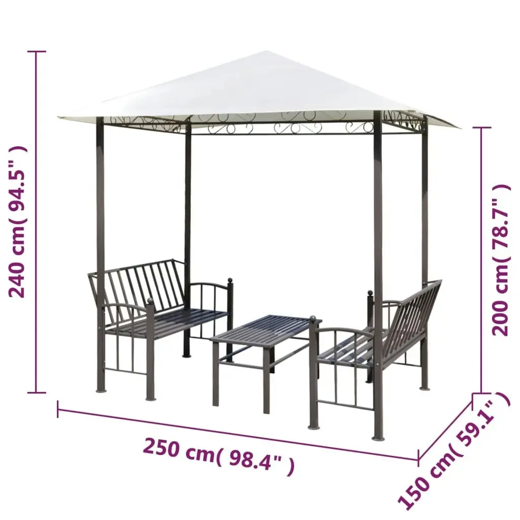 Garden Pavilion with Table and Benches 2.5x1.5x2.4 m 43218