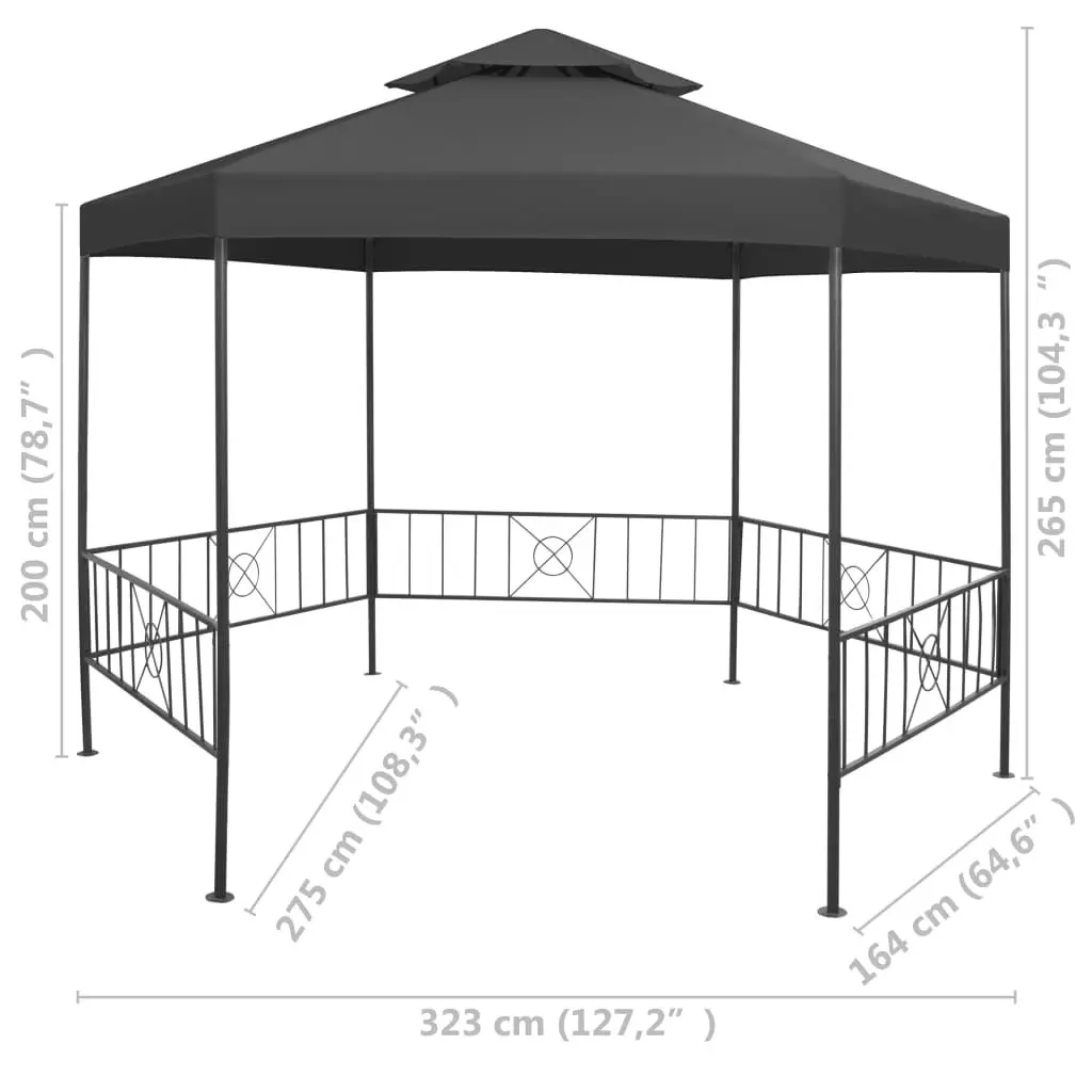 Garden Gazebo 323x275x265 cm Anthracite 47961