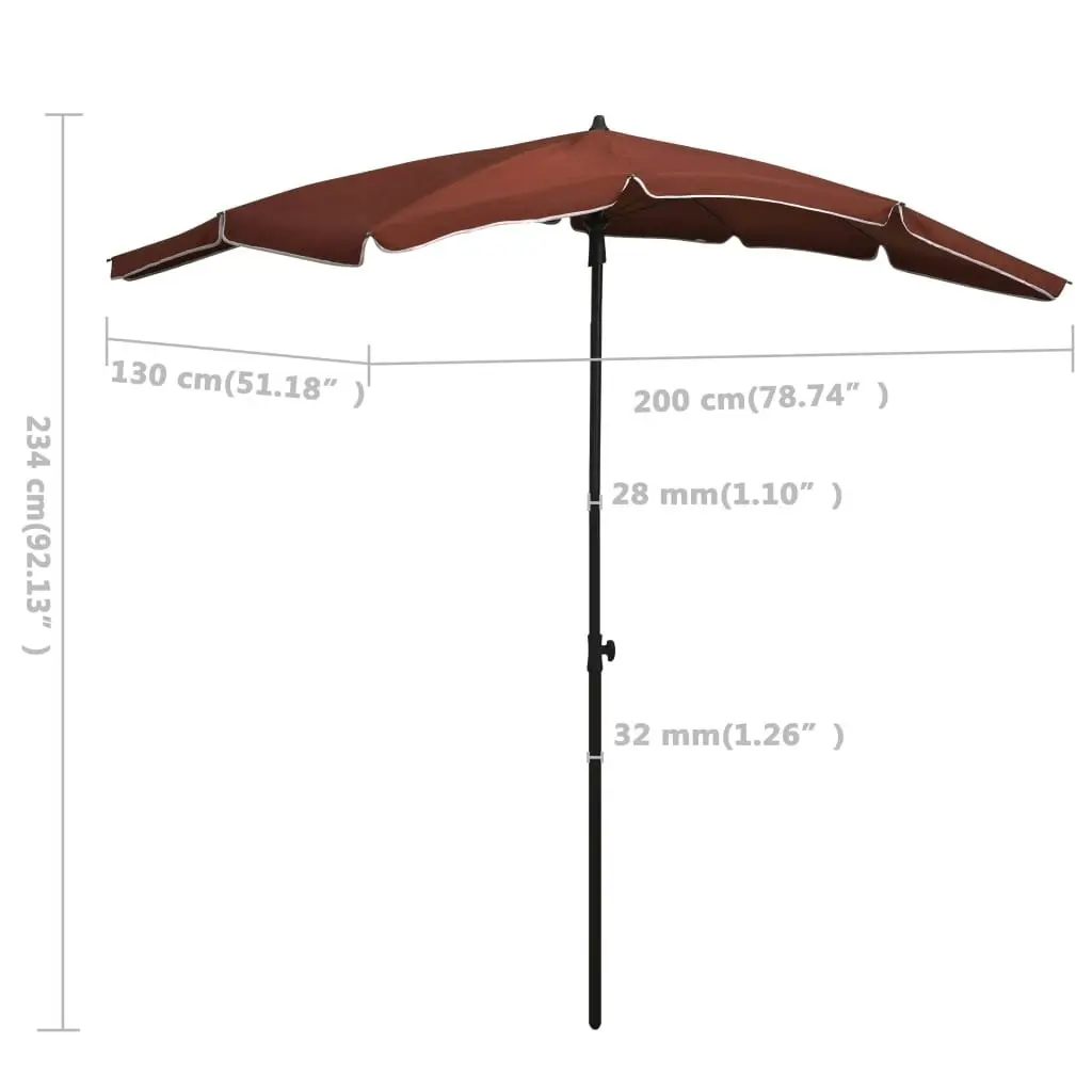 Garden Parasol with Pole 200x130 cm Terracotta 315556