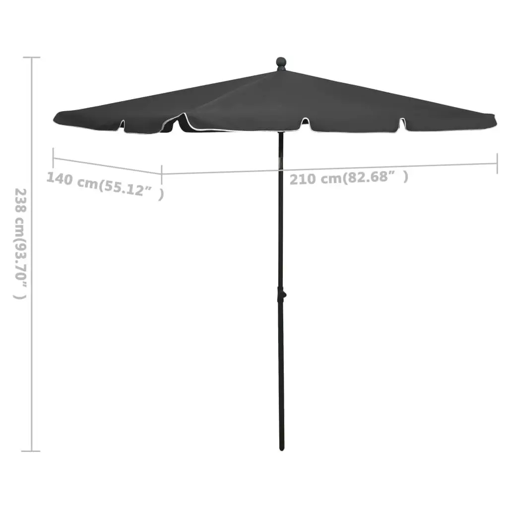 Garden Parasol with Pole 210x140 cm Anthracite 315545