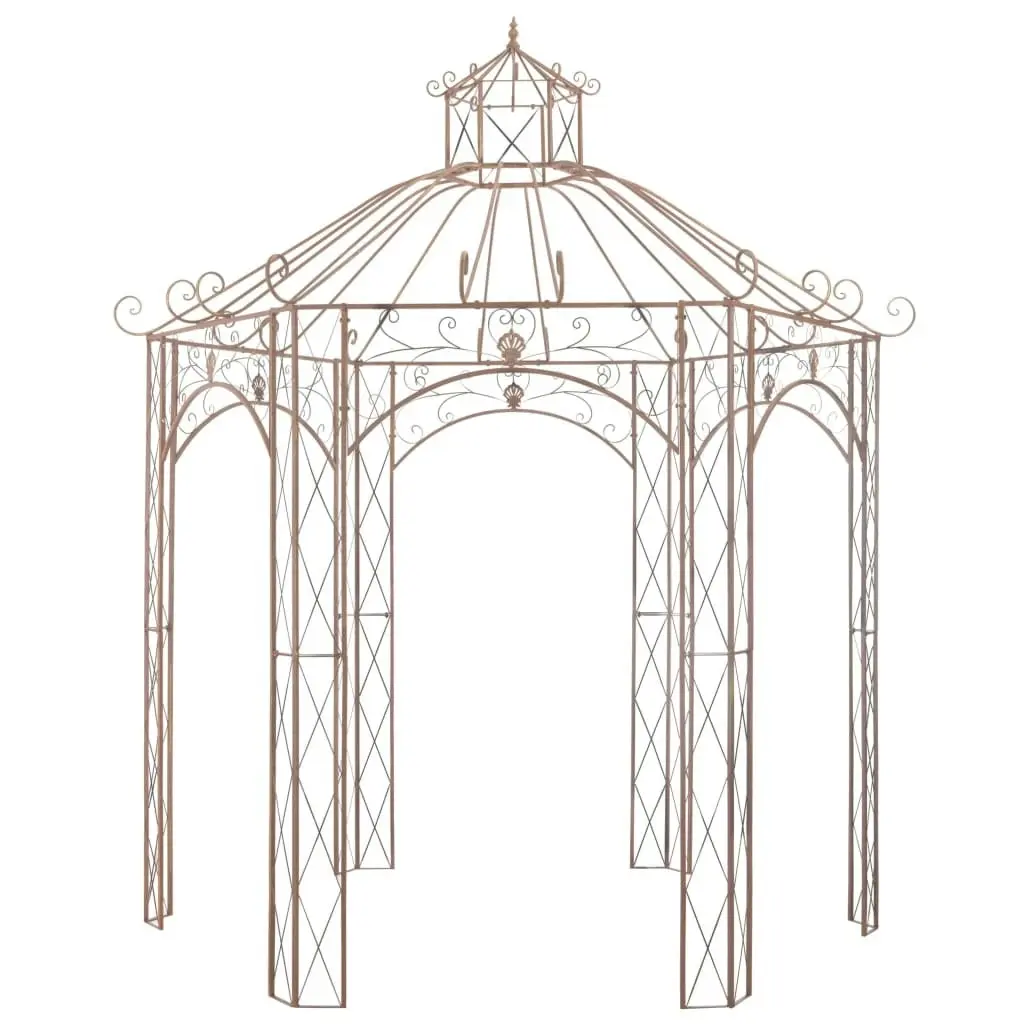 Garden Pavilion Antique Brown 3 m Iron 45438