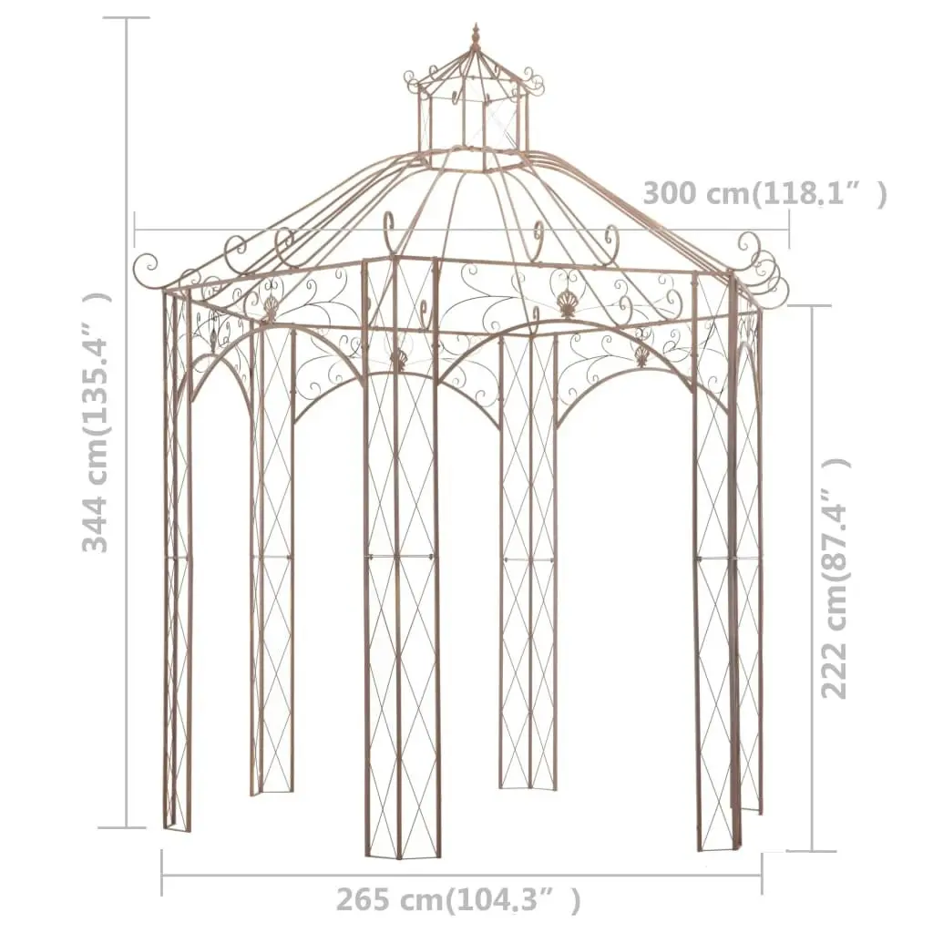 Garden Pavilion Antique Brown 3 m Iron 45438