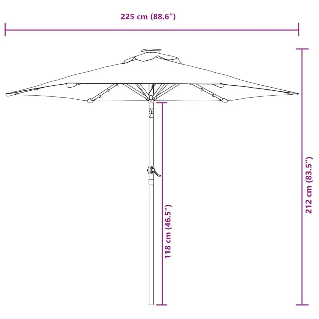 Garden Parasol with LEDs and Steel Pole White 225x225x212cm 4005066