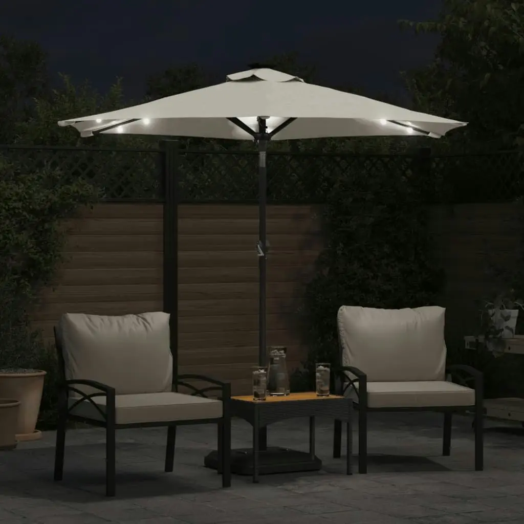 Garden Parasol with LEDs and Steel Pole White 225x225x212cm 4005066