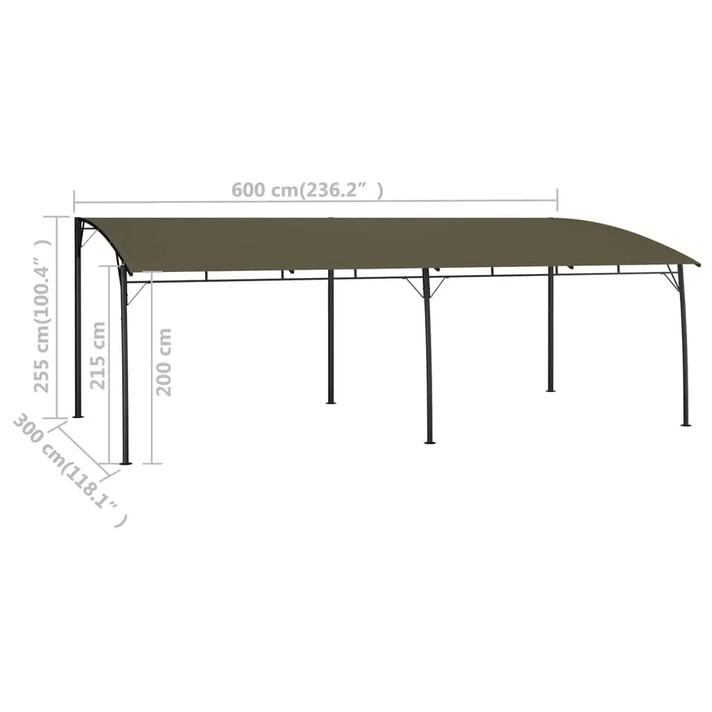 Garden Sunshade Awning 6x3x2.55 m Taupe 312256