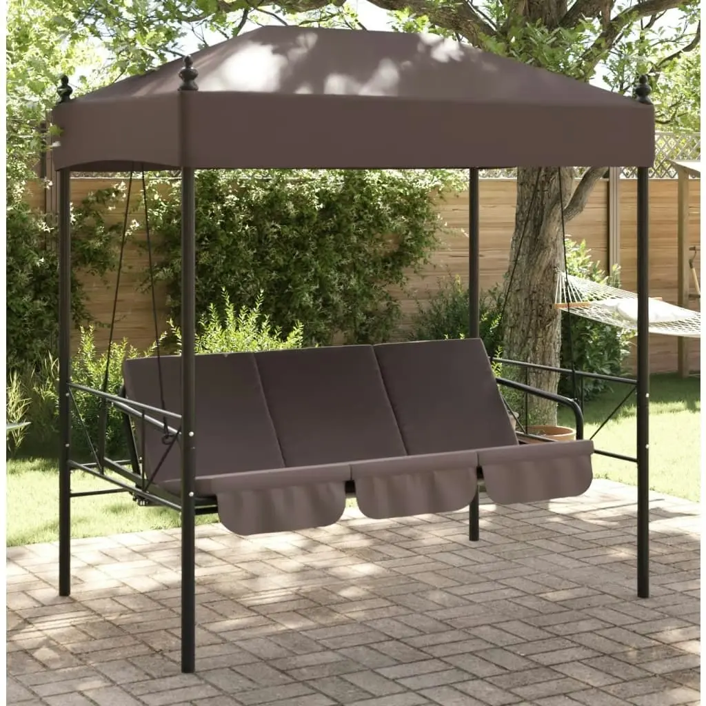 Garden Swing Bench with Canopy Coffee BrownÂ Steel 4008900