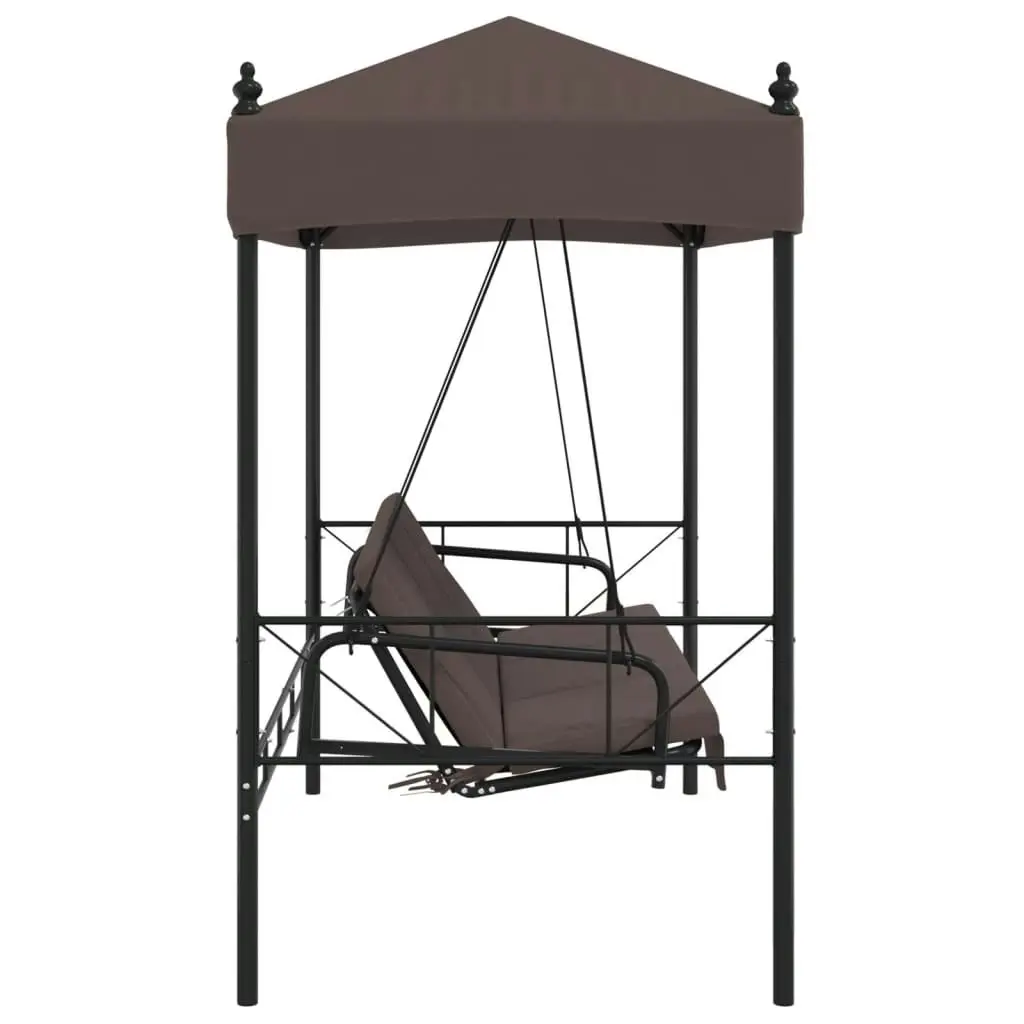 Garden Swing Bench with Canopy Coffee BrownÂ Steel 4008900