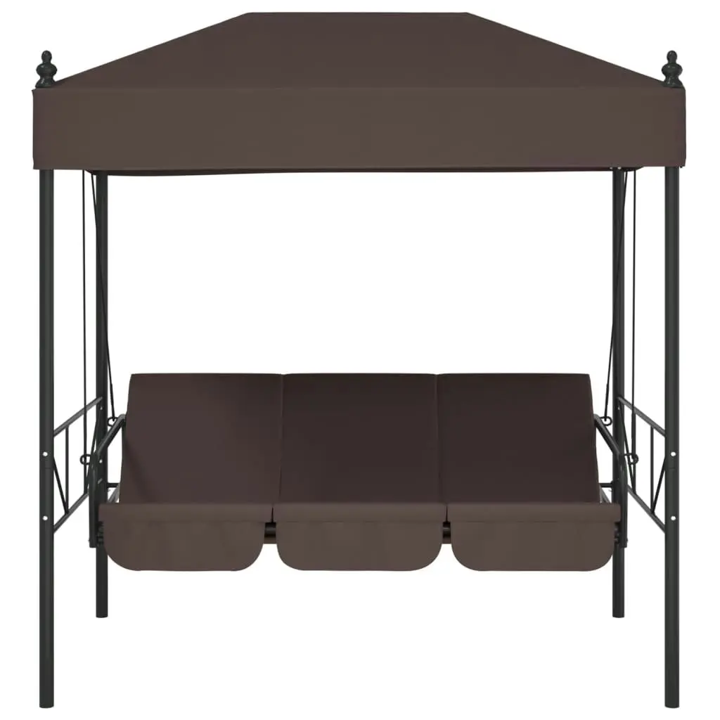 Garden Swing Bench with Canopy Coffee BrownÂ Steel 4008900