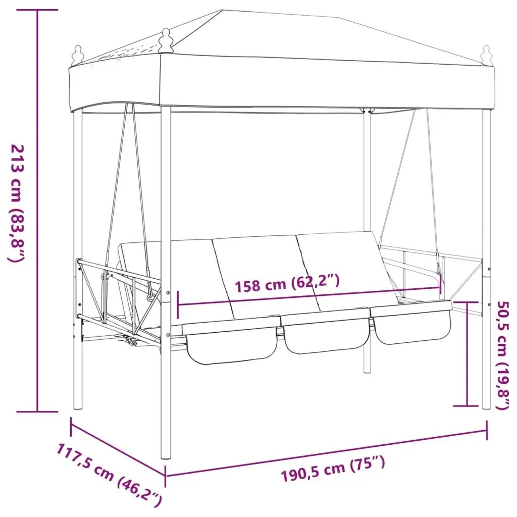 Garden Swing Bench with Canopy Coffee BrownÂ Steel 4008900