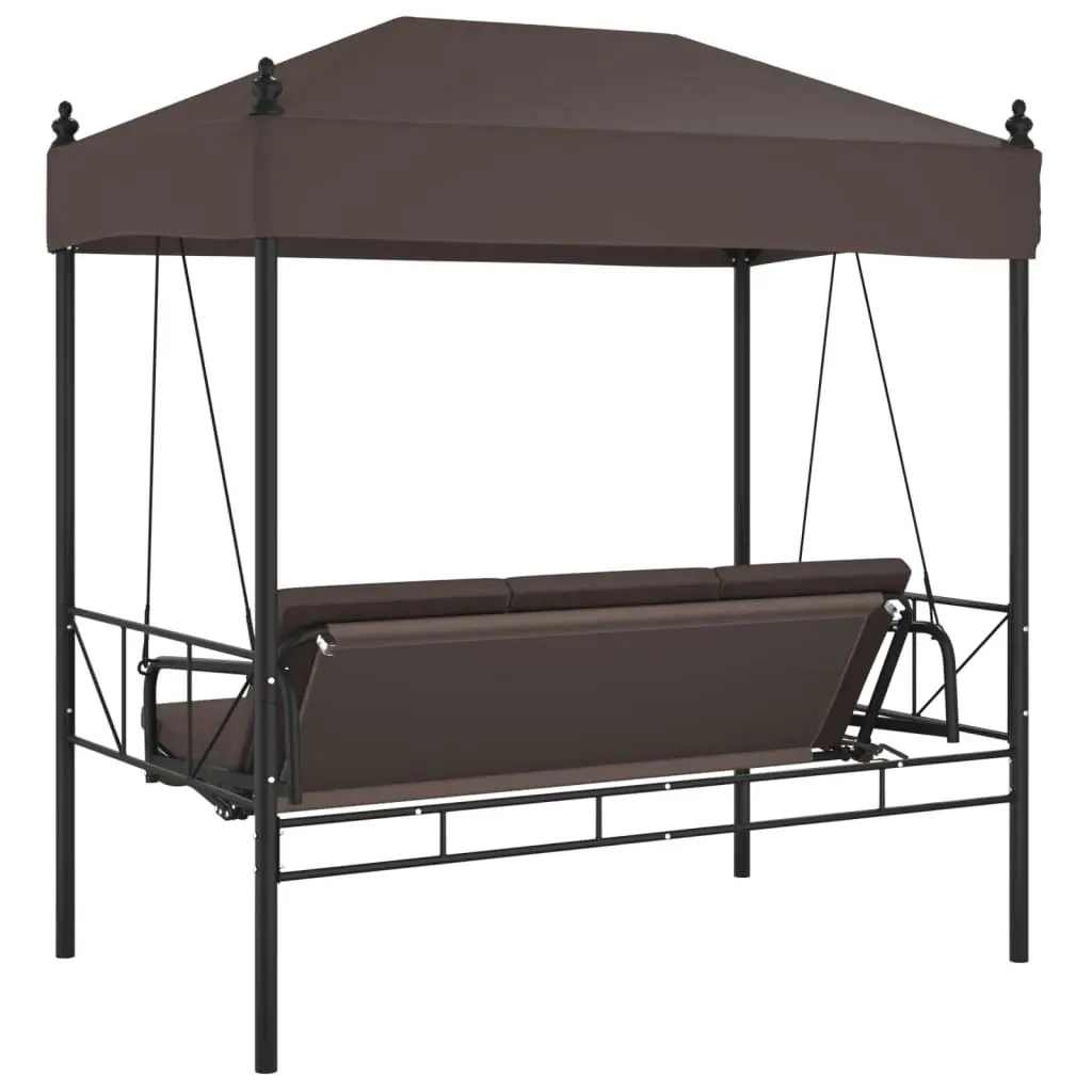 Garden Swing Bench with Canopy Coffee BrownÂ Steel 4008900