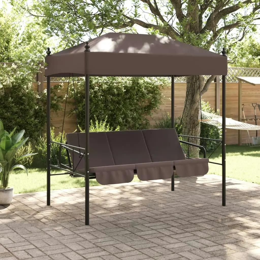 Garden Swing Bench with Canopy Coffee BrownÂ Steel 4008900