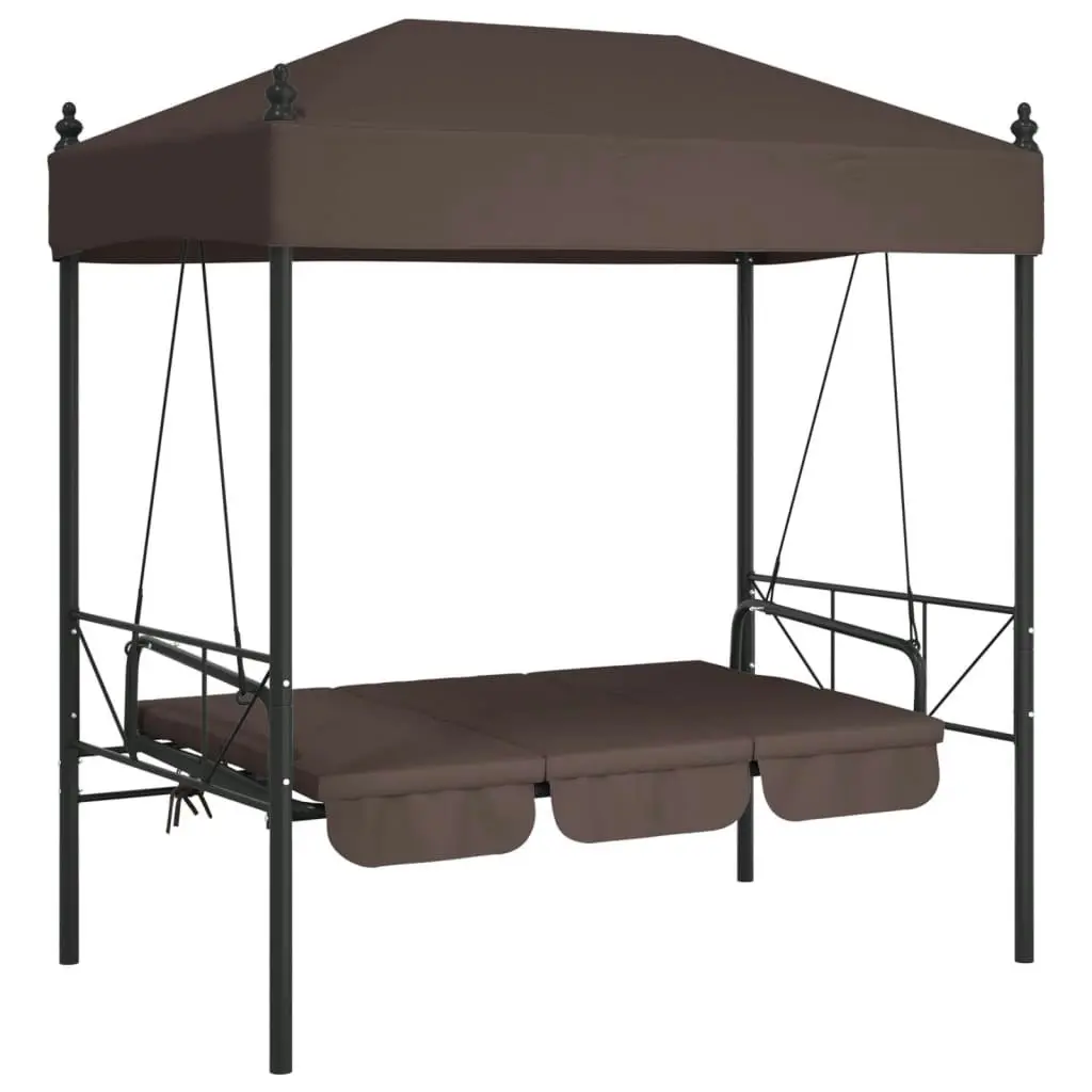 Garden Swing Bench with Canopy Coffee BrownÂ Steel 4008900