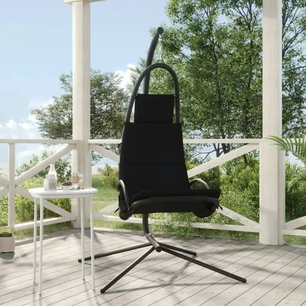 Garden Swing Chair with Cushion Black Oxford Fabric and Steel 362728