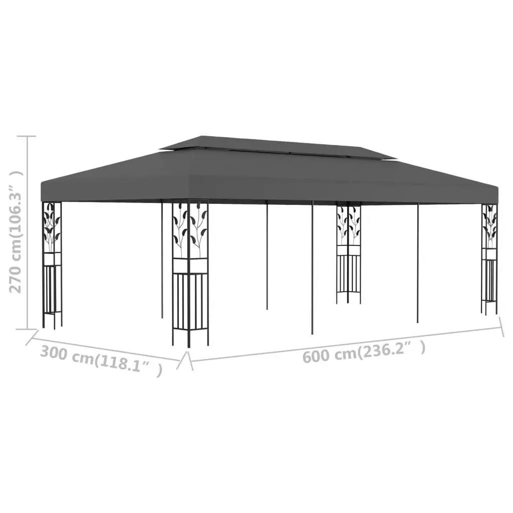 Gazebo 3x6 m Anthracite 47964