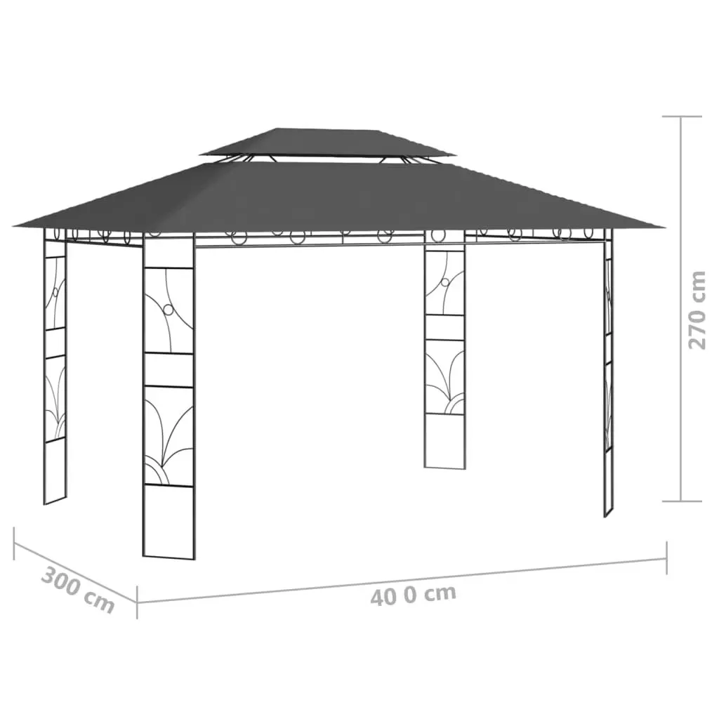 Gazebo 4x3x2.7 m Anthracite 160 g/mÂ² 313917