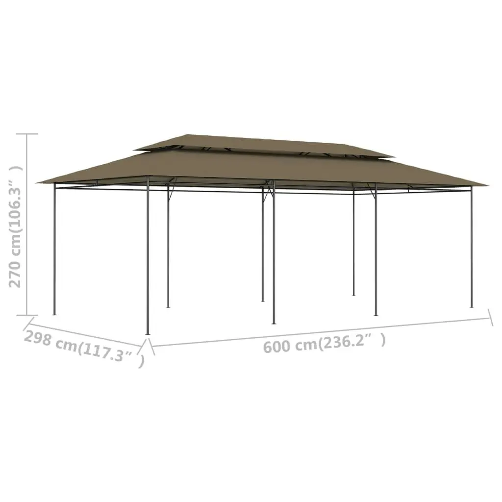 Gazebo 600x298x270 cm Taupe 180 g/m?? 312246