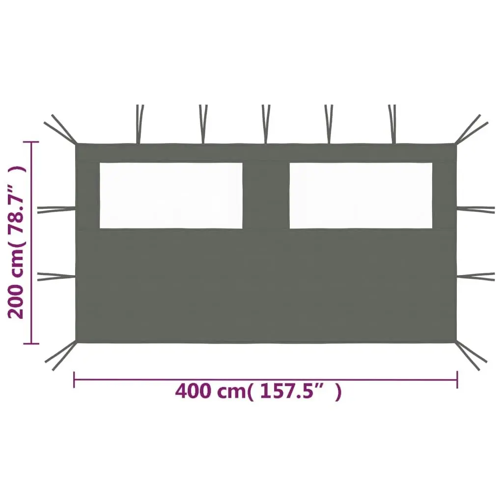 Gazebo Sidewall with Windows 4x2 m Anthracite 3070423