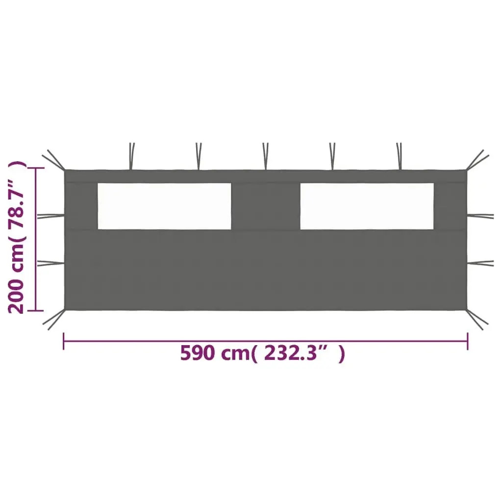 Gazebo Sidewall with Windows 6x2 m Anthracite 3070415