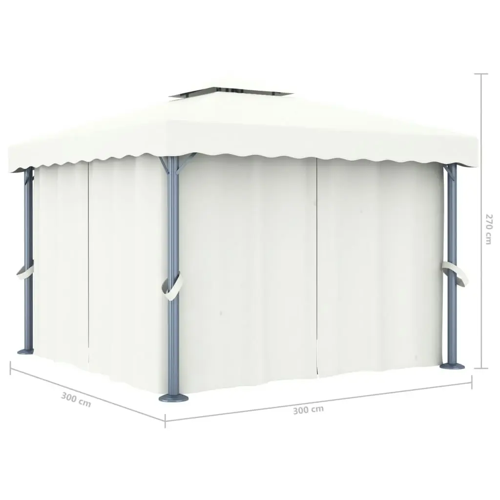 Gazebo with Curtain 3x3 m Cream White Aluminium 3053377