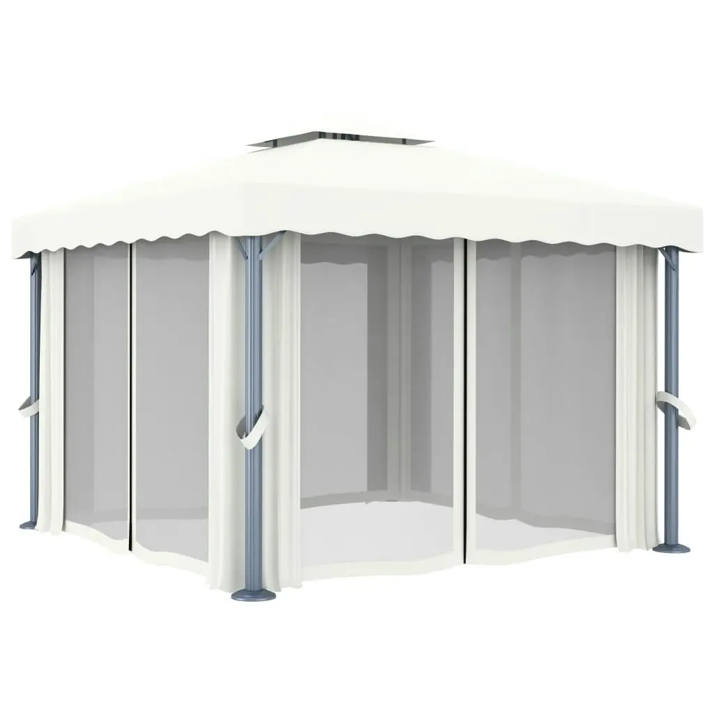 Gazebo with Curtain 3x3 m Cream White Aluminium 3053377