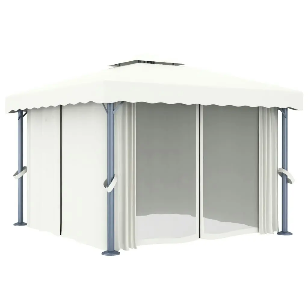 Gazebo with Curtain 3x3 m Cream White Aluminium 3053377