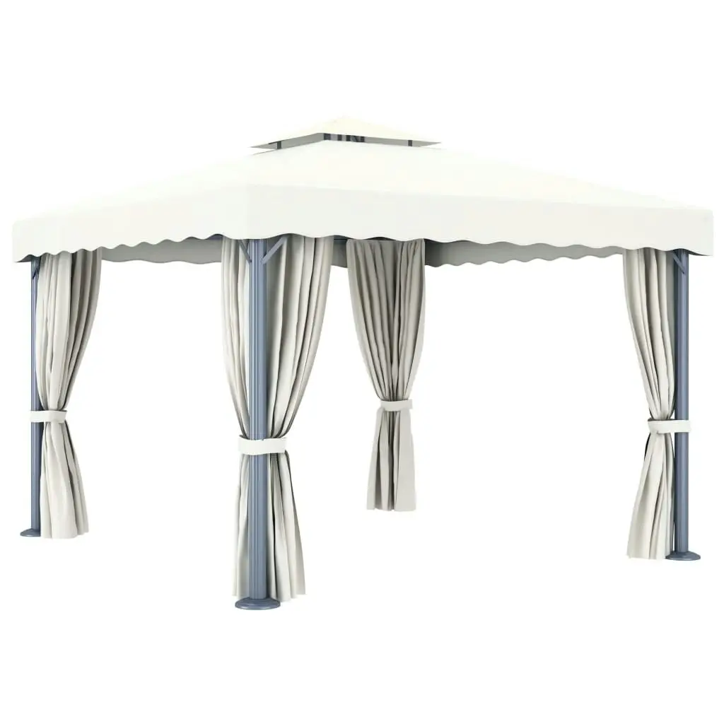 Gazebo with Curtain 3x3 m Cream White Aluminium 3053377