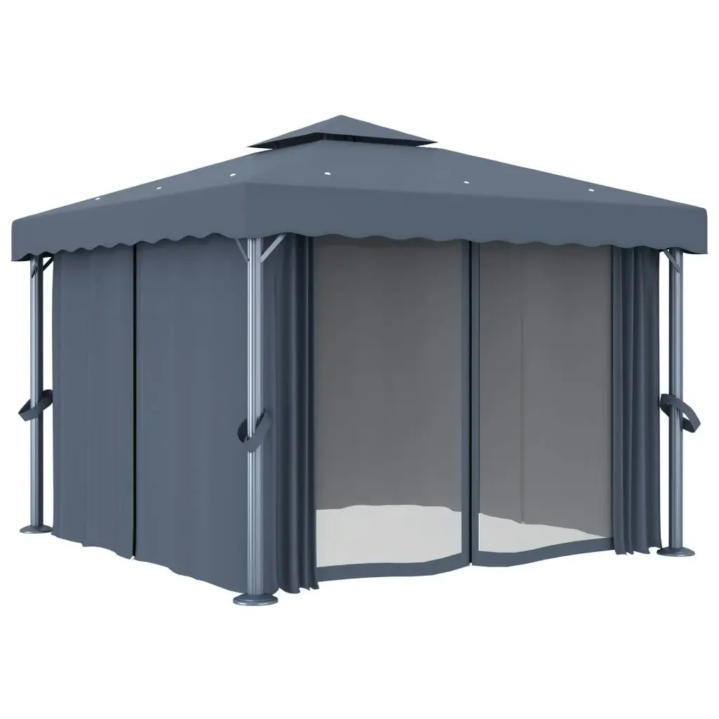 Gazebo with Curtain 3x3 m Anthracite Aluminium 3053378