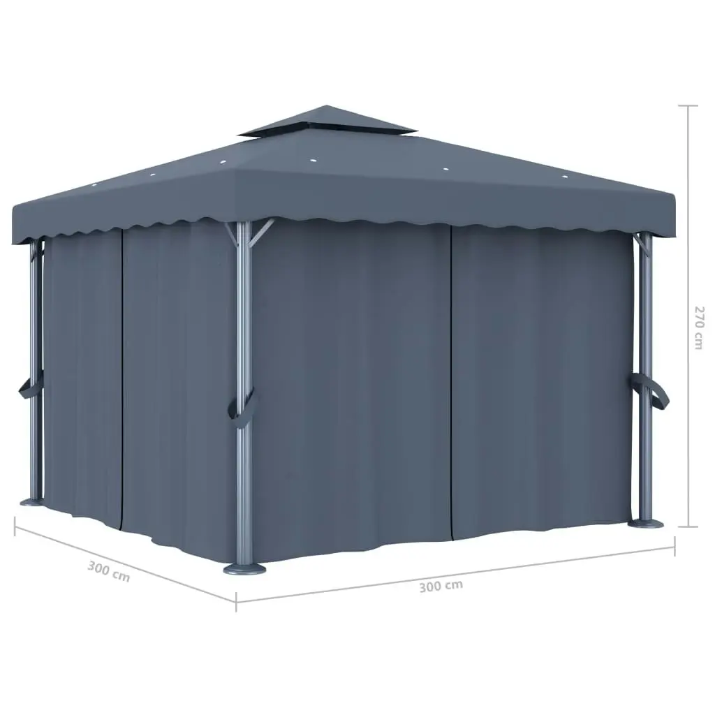 Gazebo with Curtain 3x3 m Anthracite Aluminium 3053378