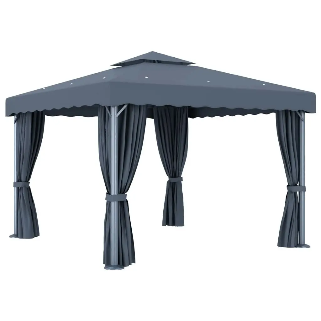 Gazebo with Curtain 3x3 m Anthracite Aluminium 3053378