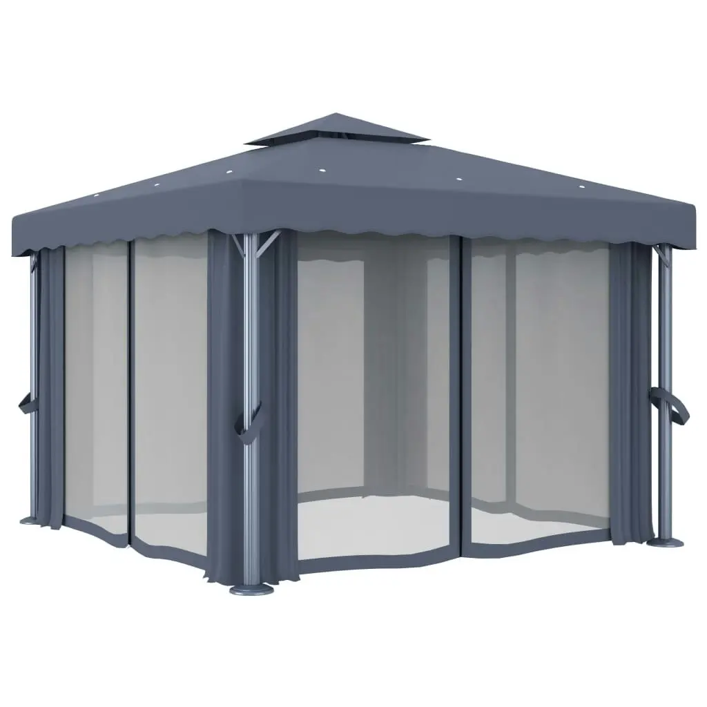 Gazebo with Curtain 3x3 m Anthracite Aluminium 3053378