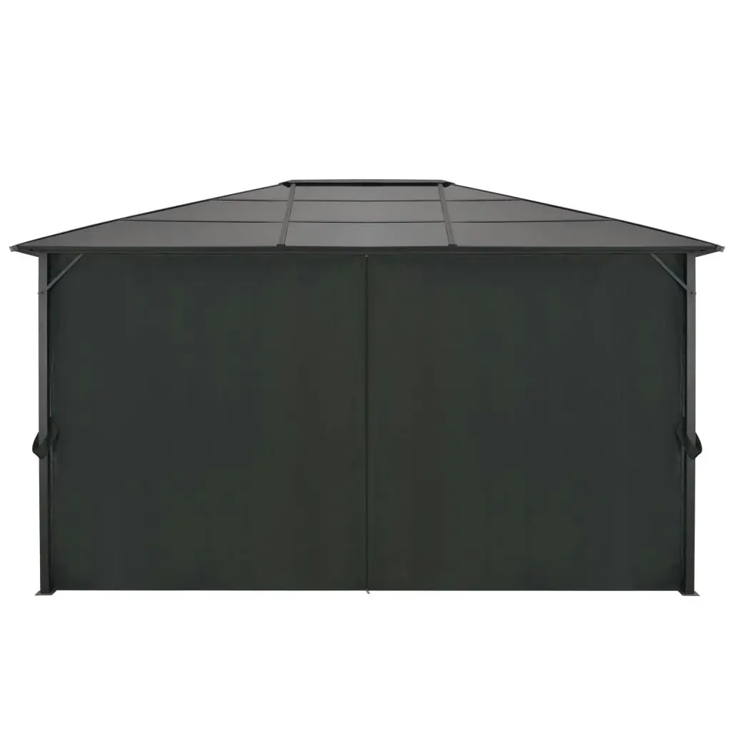 Gazebo with Curtain Aluminium 4x3x2.6 m Black 44642