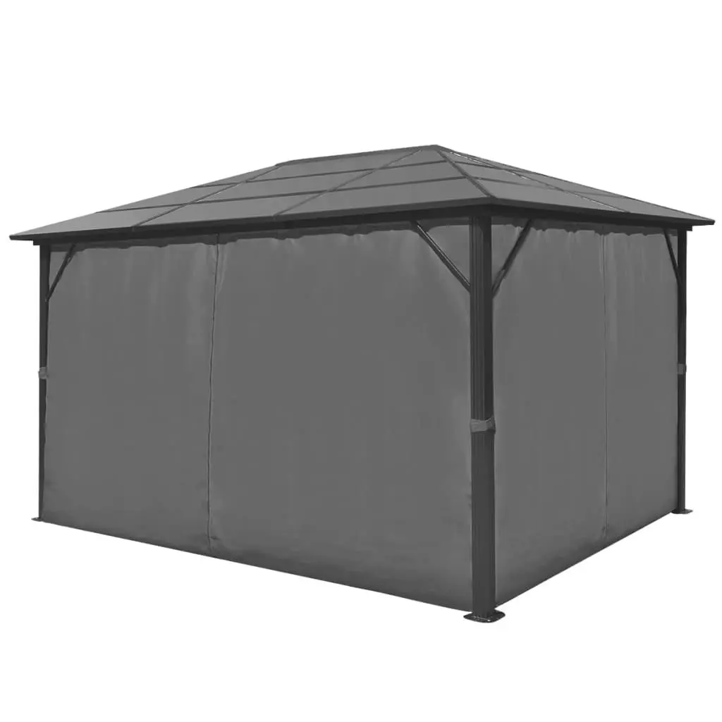 Gazebo with Curtain Anthracite Aluminium 400x300 cm 44890