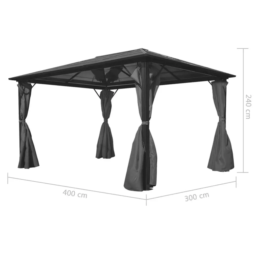 Gazebo with Curtain Anthracite Aluminium 400x300 cm 44890