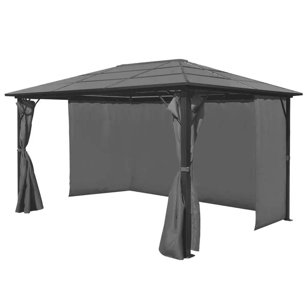 Gazebo with Curtain Anthracite Aluminium 400x300 cm 44890