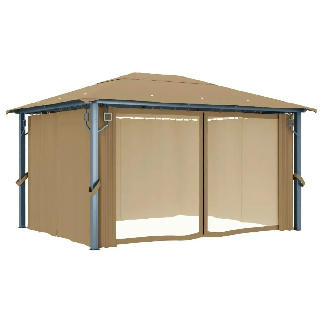 Gazebo with Curtain 400x300 cm Taupe Aluminium 313894