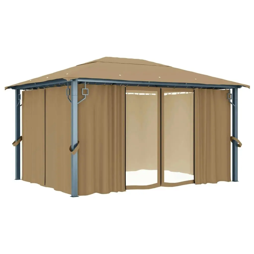 Gazebo with Curtain 400x300 cm Taupe Aluminium 313894