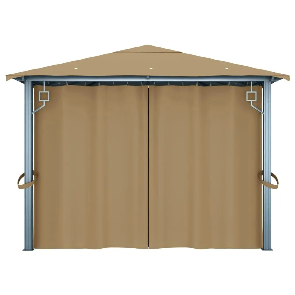 Gazebo with Curtain 400x300 cm Taupe Aluminium 313894