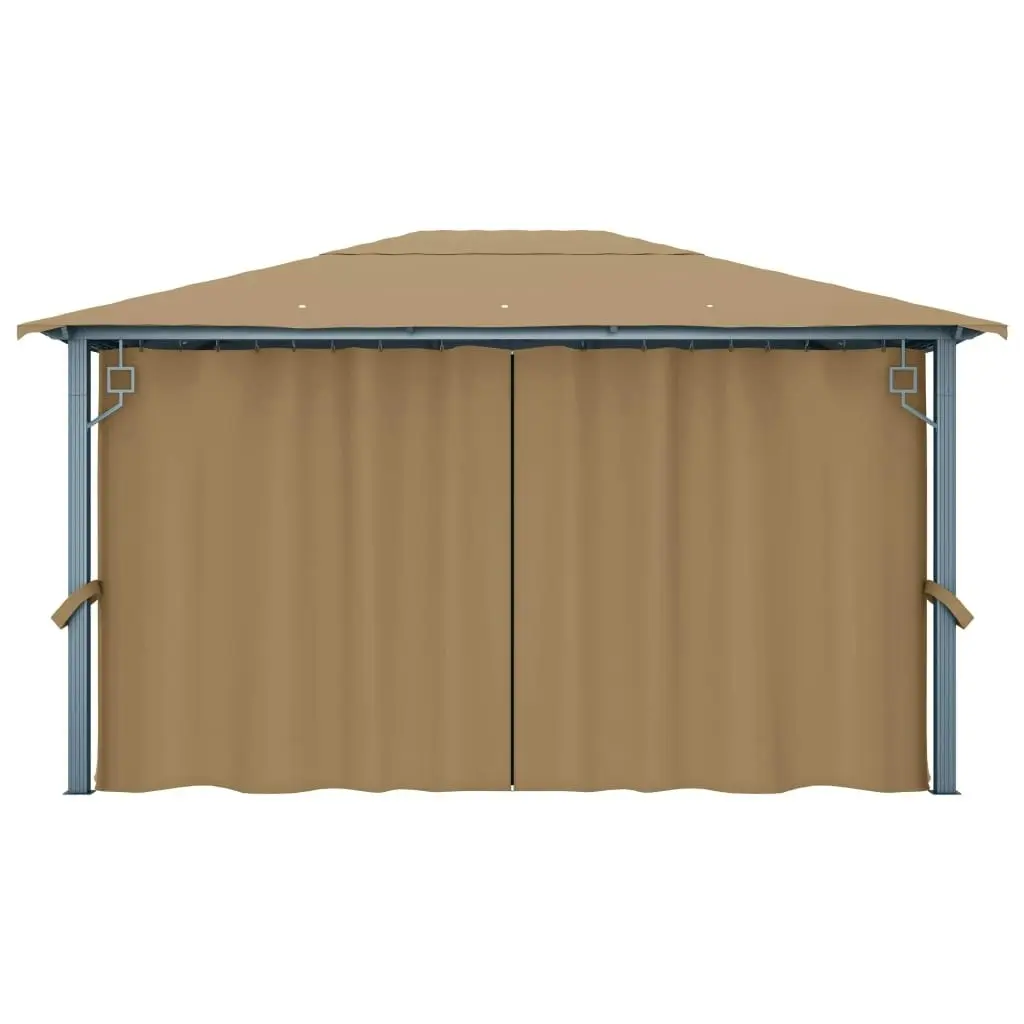 Gazebo with Curtain 400x300 cm Taupe Aluminium 313894