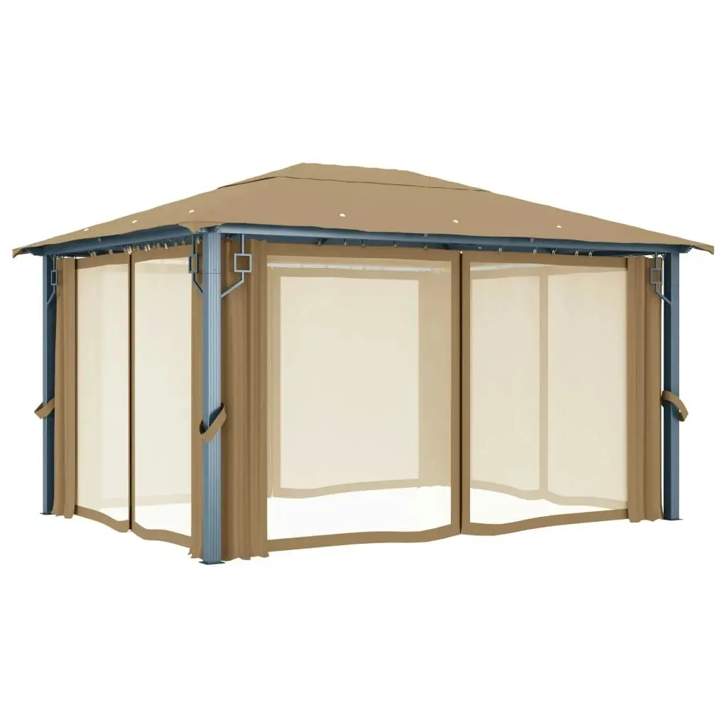 Gazebo with Curtain 400x300 cm Taupe Aluminium 313894