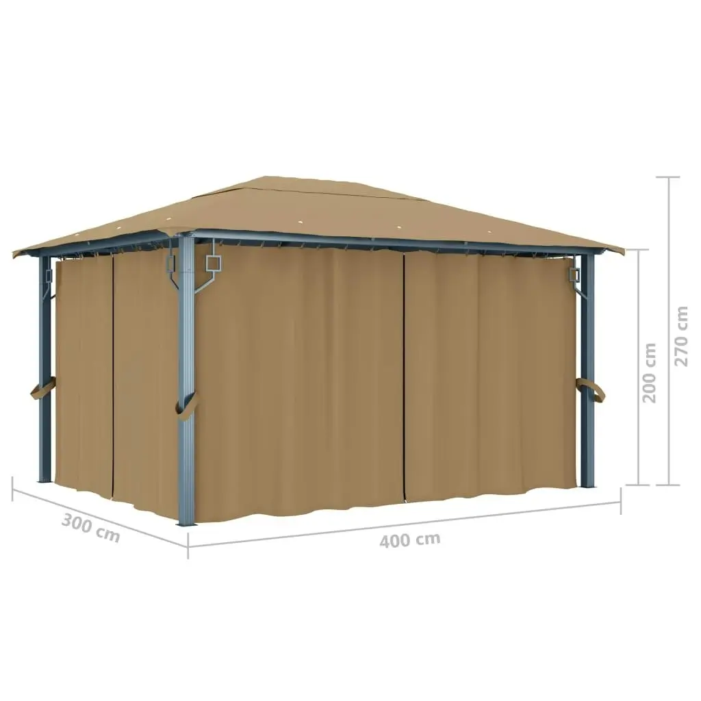 Gazebo with Curtain 400x300 cm Taupe Aluminium 313894