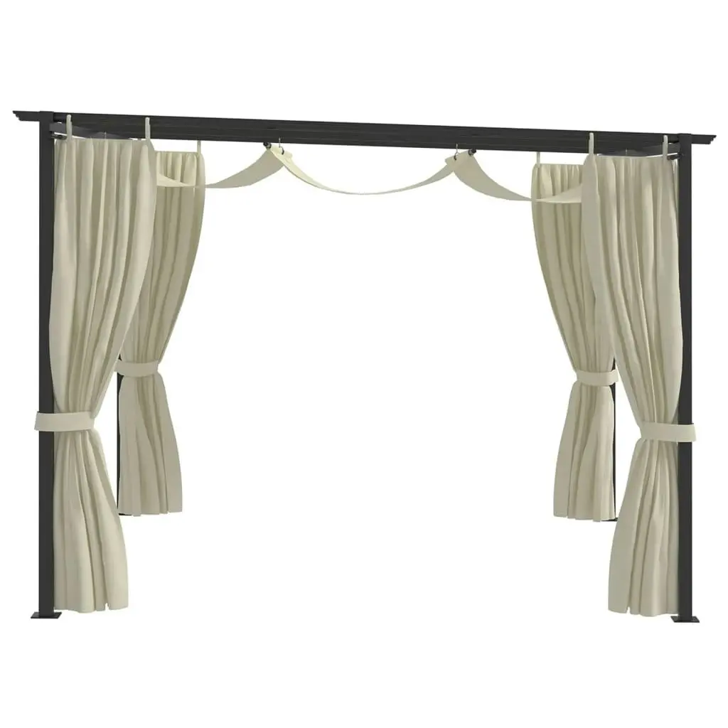 Gazebo with Curtains 3x3 m Cream Steel 48050