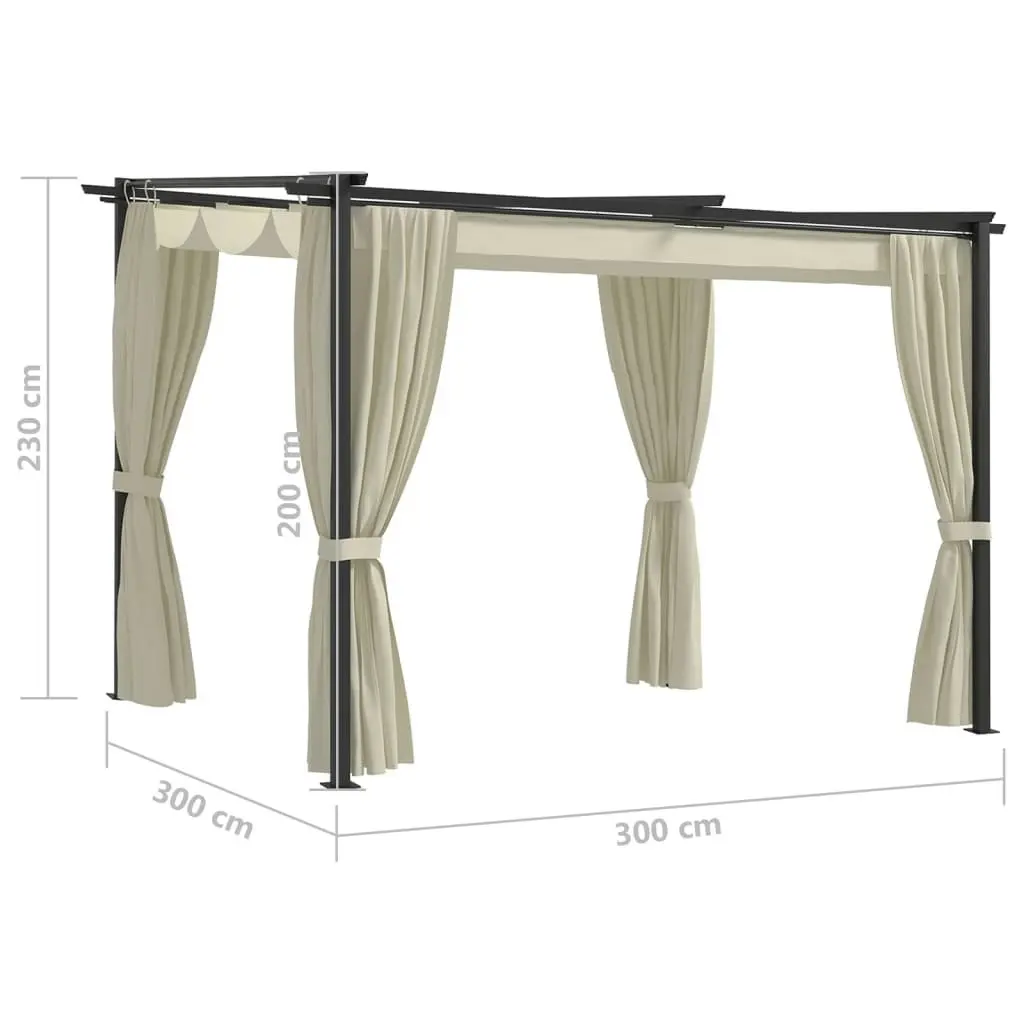 Gazebo with Curtains 3x3 m Cream Steel 48050