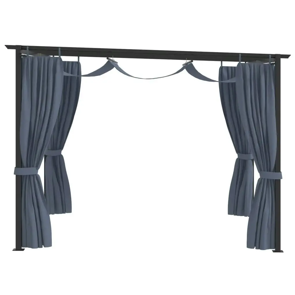 Gazebo with Curtains 3x3 m Anthracite Steel 48051